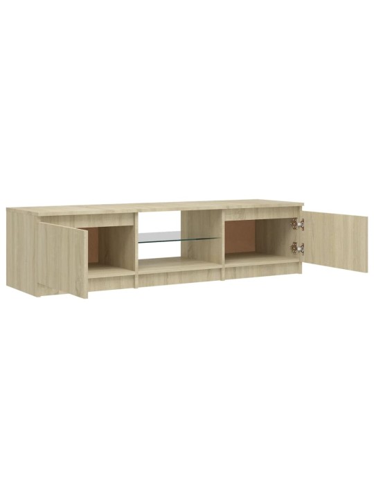 TV-taso LED-valoilla Sonoma-tammi 140x40x35,5 cm