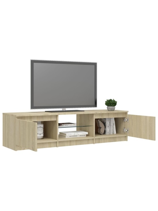 TV-taso LED-valoilla Sonoma-tammi 140x40x35,5 cm