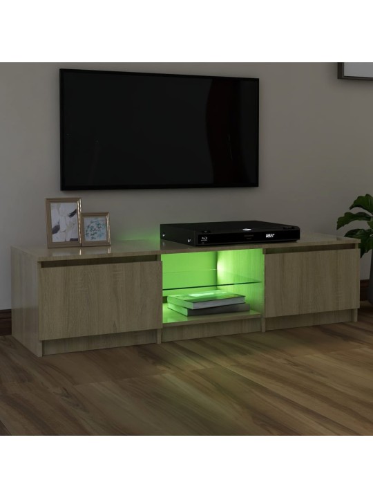 TV-taso LED-valoilla Sonoma-tammi 140x40x35,5 cm