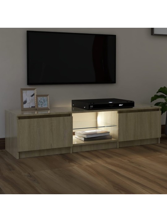 TV-taso LED-valoilla Sonoma-tammi 140x40x35,5 cm