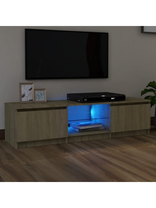 TV-taso LED-valoilla Sonoma-tammi 140x40x35,5 cm