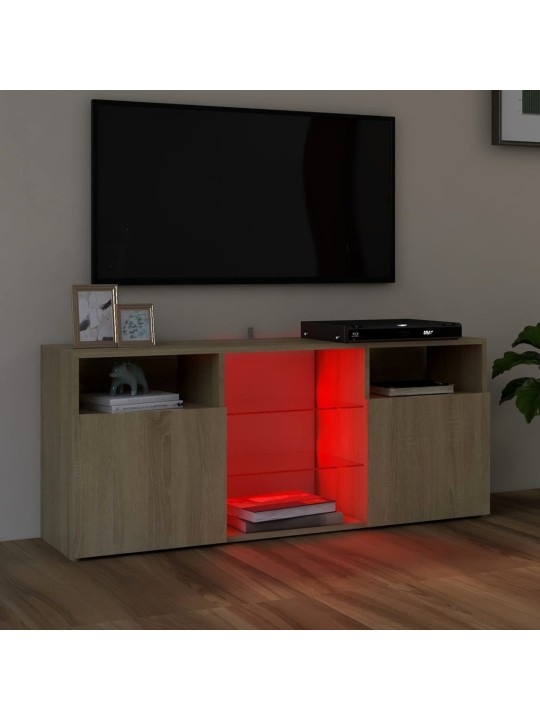 TV-taso LED-valoilla Sonoma-tammi 120x30x50 cm