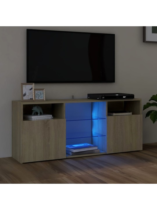 TV-taso LED-valoilla Sonoma-tammi 120x30x50 cm