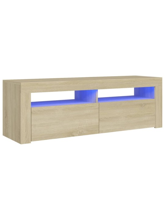 TV-taso LED-valoilla Sonoma-tammi 120x35x40 cm