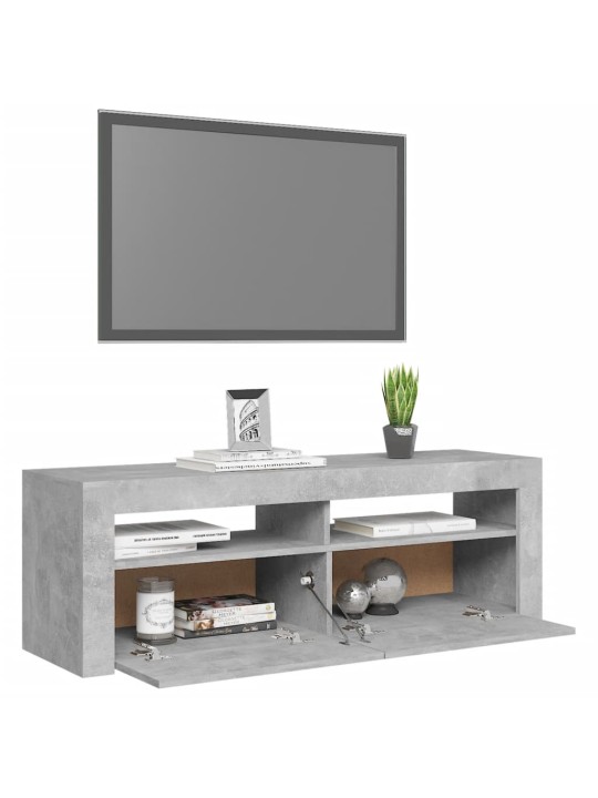 TV-taso LED-valoilla betoninharmaa 120x35x40 cm