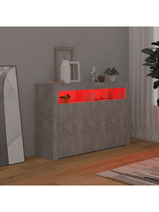 Senkki LED-valoilla betoninharmaa 115,5x30x75 cm