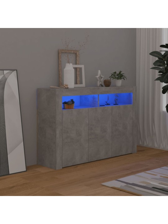 Senkki LED-valoilla betoninharmaa 115,5x30x75 cm