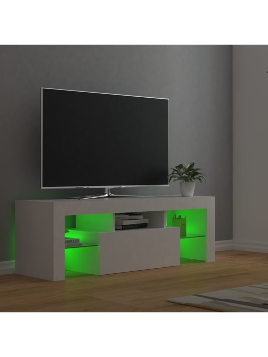 TV-taso LED-valoilla valkoinen 120x35x40 cm