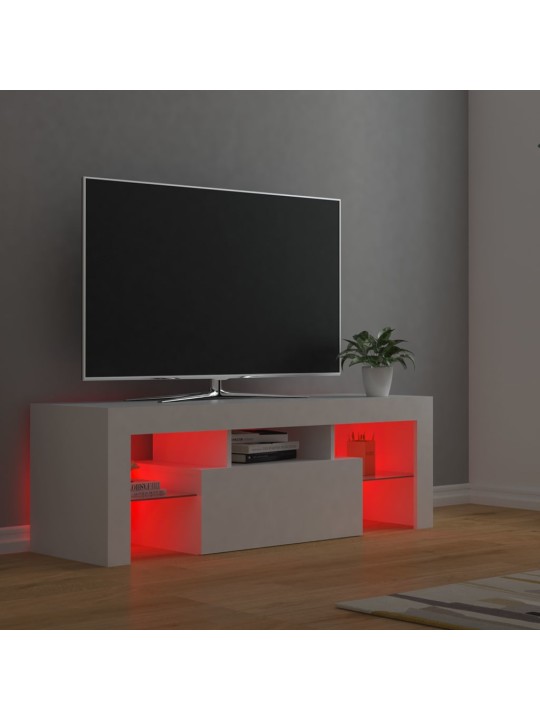 TV-taso LED-valoilla valkoinen 120x35x40 cm