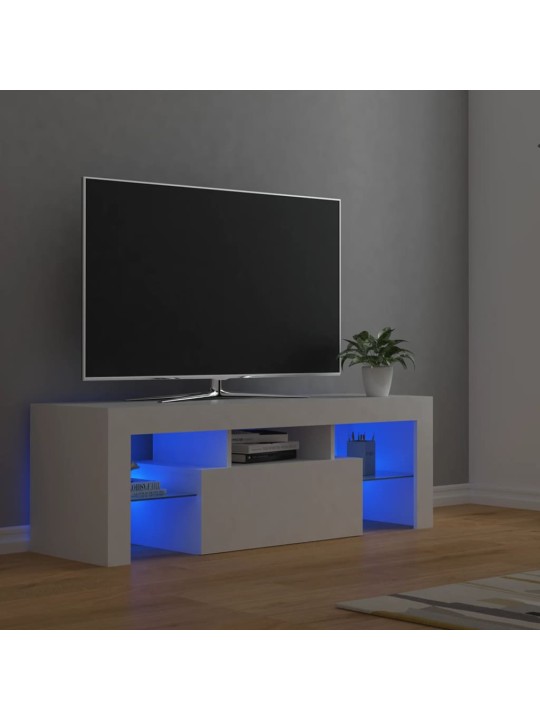 TV-taso LED-valoilla valkoinen 120x35x40 cm