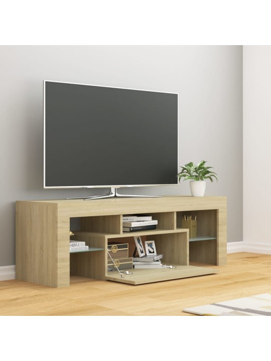 TV-taso LED-valoilla Sonoma-tammi 120x35x40 cm