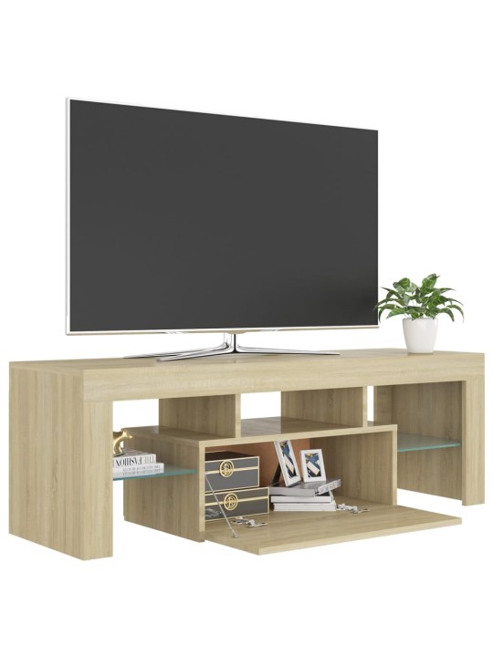 TV-taso LED-valoilla Sonoma-tammi 120x35x40 cm