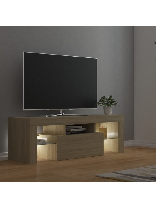 TV-taso LED-valoilla Sonoma-tammi 120x35x40 cm