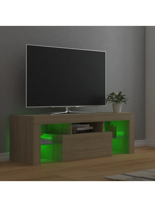 TV-taso LED-valoilla Sonoma-tammi 120x35x40 cm