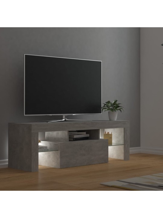 TV-taso LED-valoilla betoninharmaa 120x35x40 cm