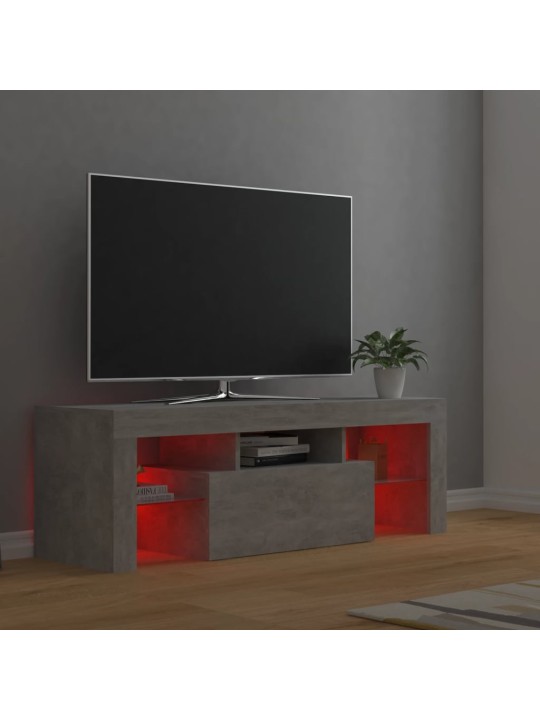 TV-taso LED-valoilla betoninharmaa 120x35x40 cm