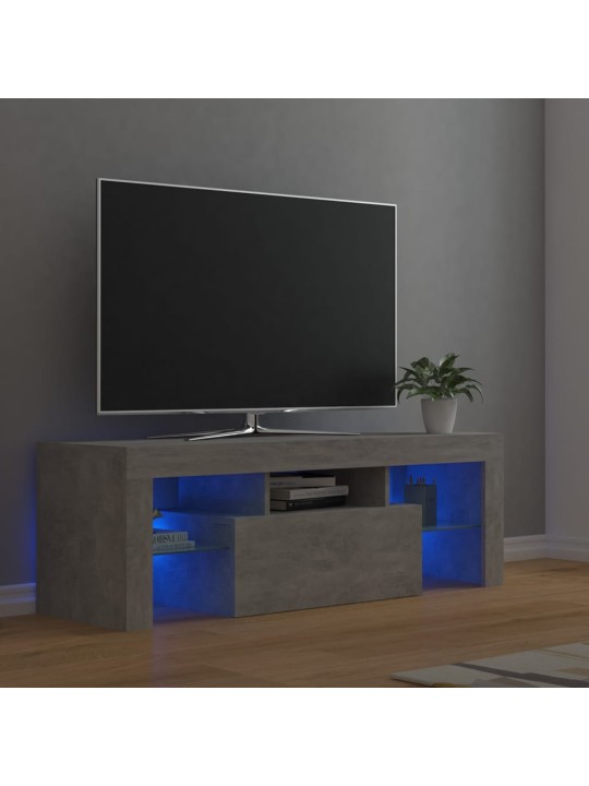 TV-taso LED-valoilla betoninharmaa 120x35x40 cm