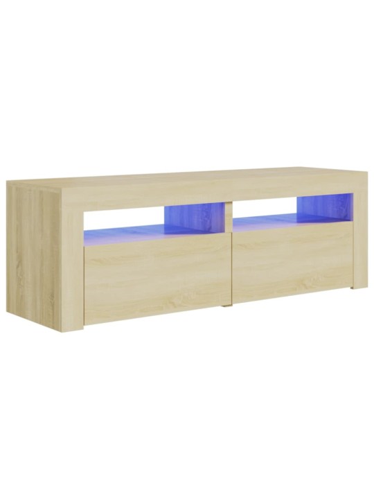 TV-taso LED-valoilla Sonoma-tammi 120x35x40 cm