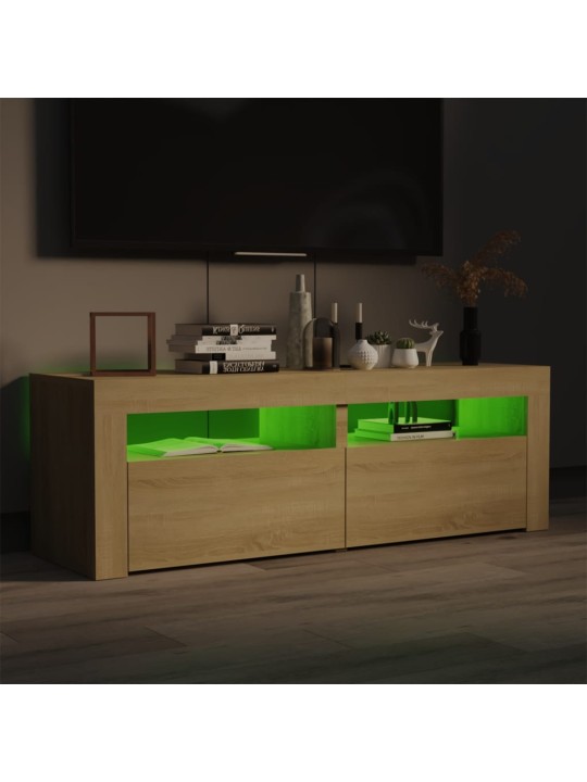 TV-taso LED-valoilla Sonoma-tammi 120x35x40 cm