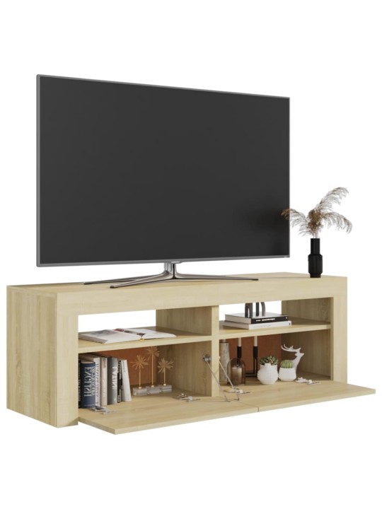 TV-taso LED-valoilla Sonoma-tammi 120x35x40 cm