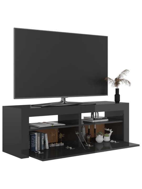 TV-taso LED-valoilla korkeakiilto harmaa 120x35x40 cm