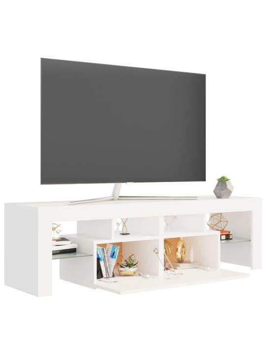 TV-taso LED-valoilla valkoinen 140x36,5x40 cm