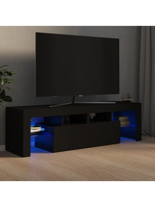 TV-taso LED-valoilla musta 140x36,5x40 cm