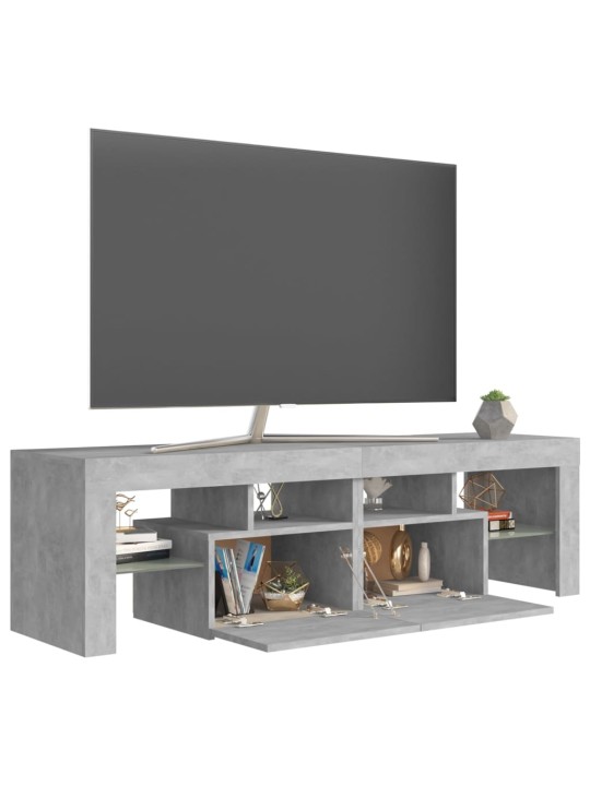 TV-taso LED-valoilla betoninharmaa 140x36,5x40 cm