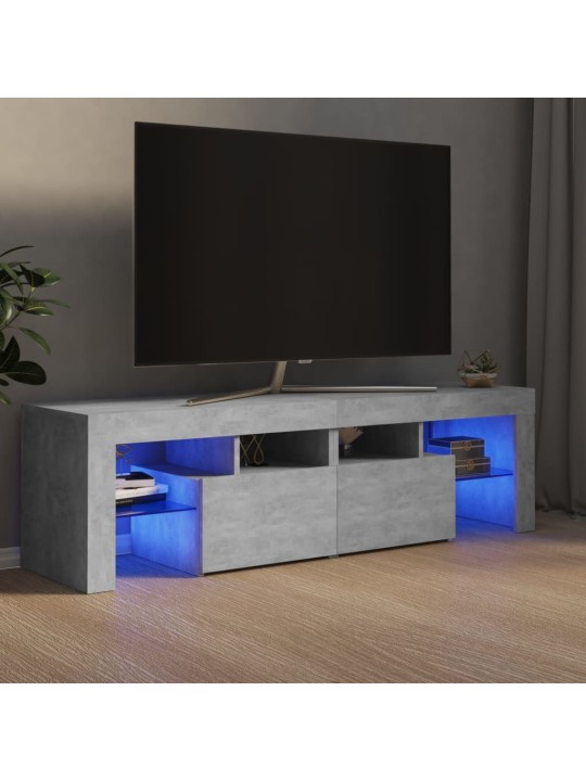 TV-taso LED-valoilla betoninharmaa 140x36,5x40 cm