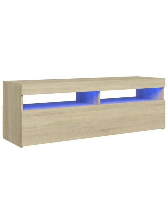 TV-taso LED-valoilla Sonoma-tammi 120x35x40 cm