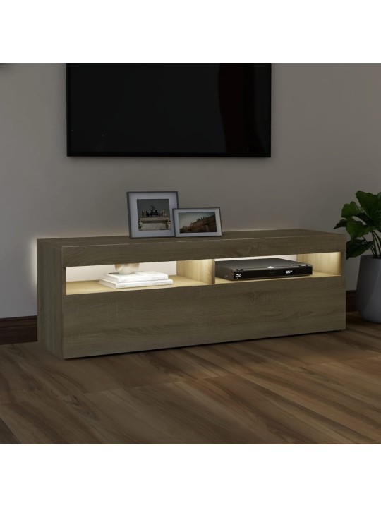 TV-taso LED-valoilla Sonoma-tammi 120x35x40 cm