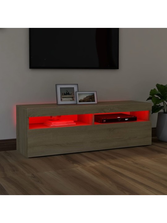 TV-taso LED-valoilla Sonoma-tammi 120x35x40 cm