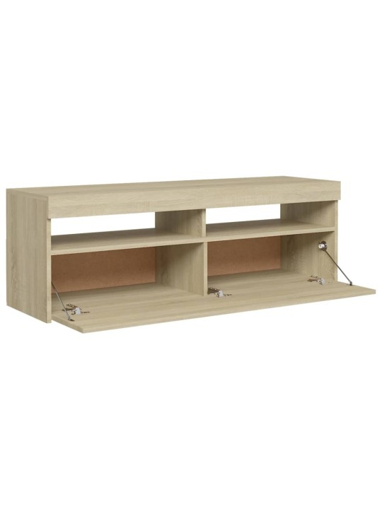 TV-taso LED-valoilla Sonoma-tammi 120x35x40 cm