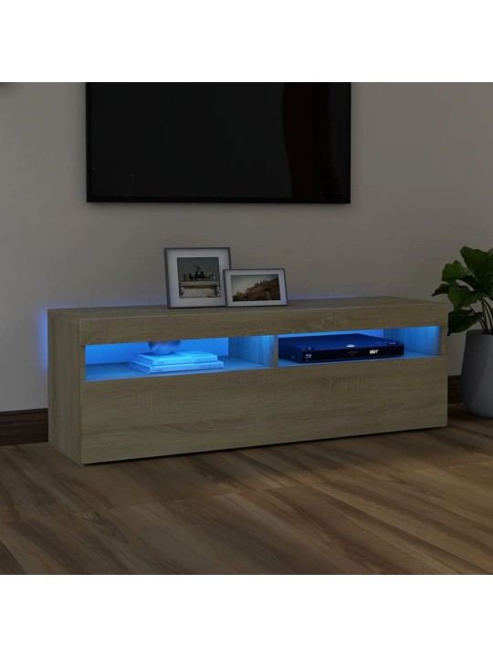 TV-taso LED-valoilla Sonoma-tammi 120x35x40 cm