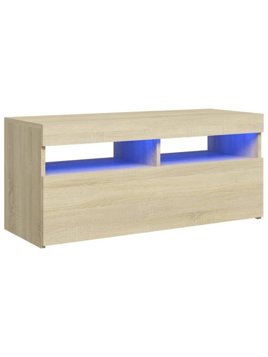 TV-taso LED-valoilla Sonoma-tammi 90x35x40 cm