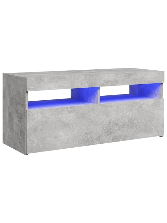 TV-taso LED-valoilla betoninharmaa 90x35x40 cm