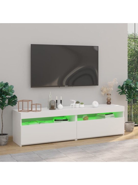 TV-tasot 2 kpl LED-valoilla valkoinen 75x35x40 cm