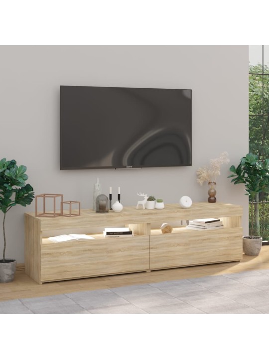 TV-tasot 2 kpl LED-valoilla Sonoma-tammi 75x35x40 cm