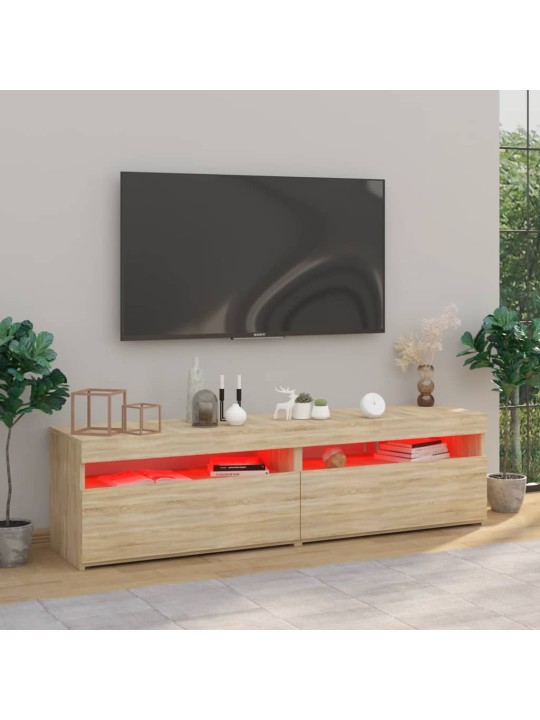 TV-tasot 2 kpl LED-valoilla Sonoma-tammi 75x35x40 cm