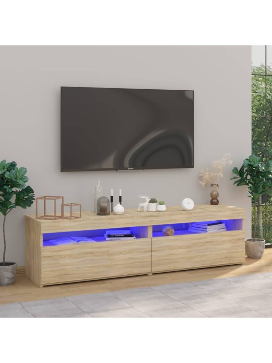 TV-tasot 2 kpl LED-valoilla Sonoma-tammi 75x35x40 cm