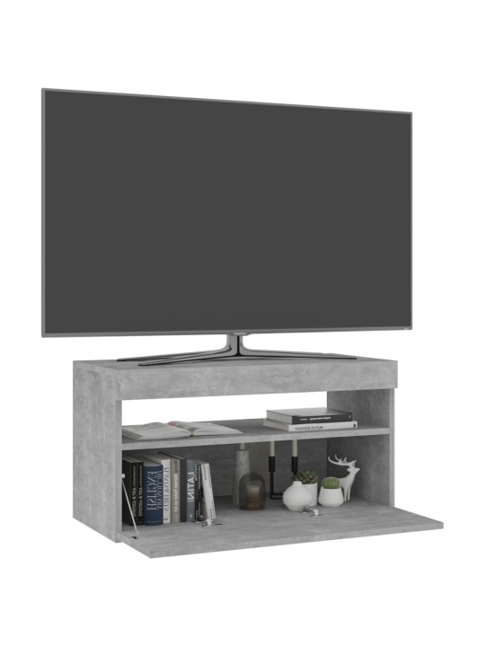 TV-taso LED-valoilla betoninharmaa 75x35x40 cm