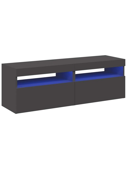 Tv-tasot led-valoilla 2 kpl harmaa 60x35x40 cm