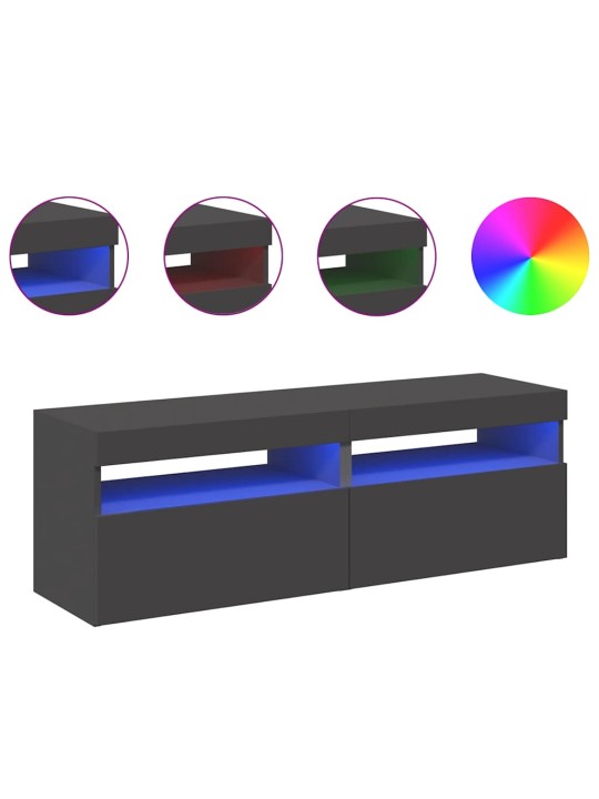 Tv-tasot led-valoilla 2 kpl harmaa 60x35x40 cm