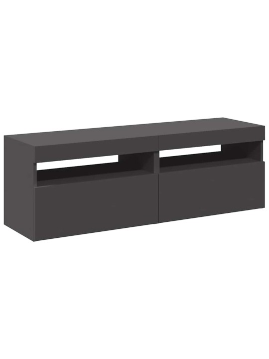 Tv-tasot led-valoilla 2 kpl harmaa 60x35x40 cm
