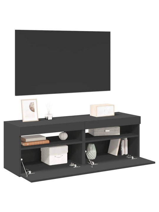 Tv-tasot led-valoilla 2 kpl harmaa 60x35x40 cm