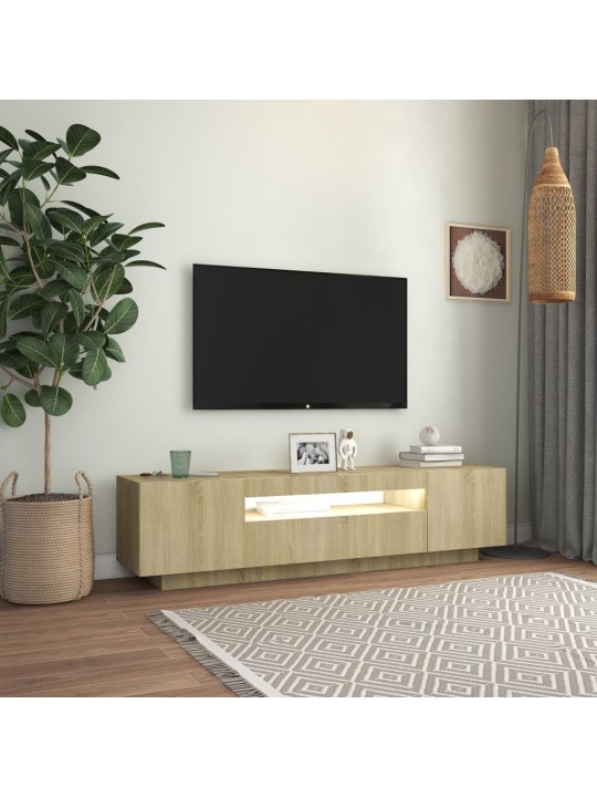 TV-taso LED-valoilla Sonoma-tammi 160x35x40 cm