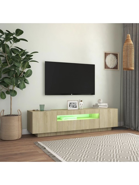 TV-taso LED-valoilla Sonoma-tammi 160x35x40 cm