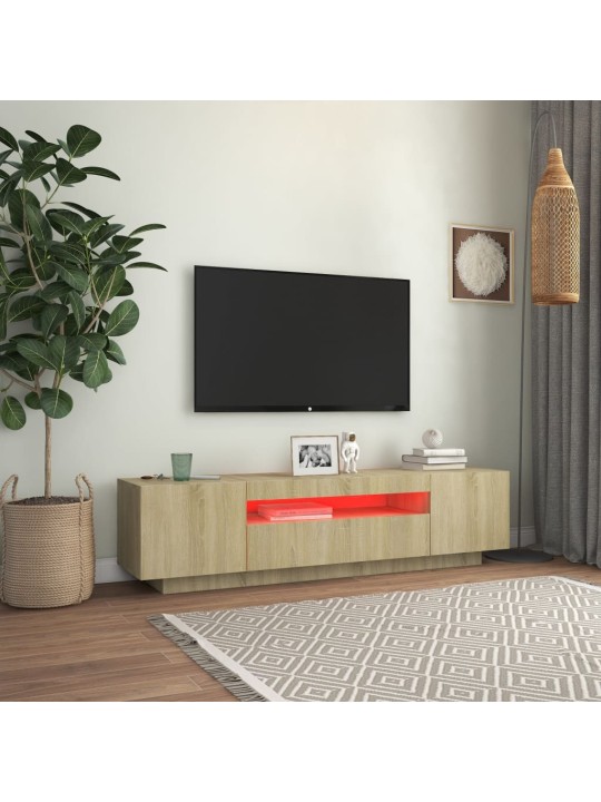 TV-taso LED-valoilla Sonoma-tammi 160x35x40 cm