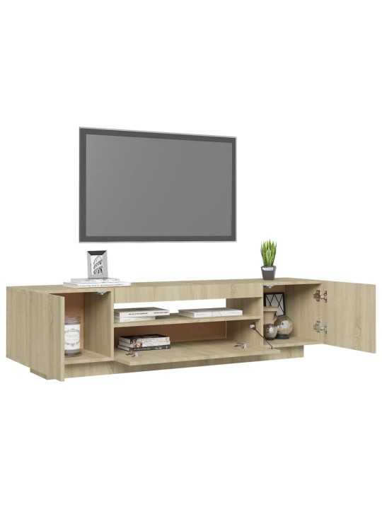 TV-taso LED-valoilla Sonoma-tammi 160x35x40 cm