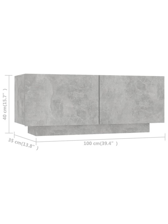 TV-taso betoninharmaa 100x35x40 cm lastulevy